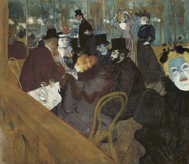 Henri de toulouse-lautrec Self portrait in the crowd, at the Moulin Rouge oil painting image